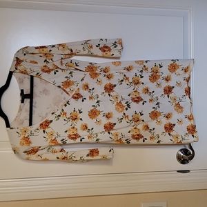 Forever 21 beige and yellow floral long sleeve dress